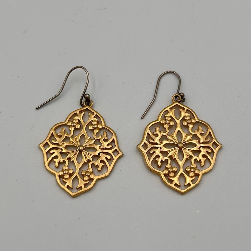 Gold Filigree Flower Earrings Elegant Lace  Chic Moroccan Style